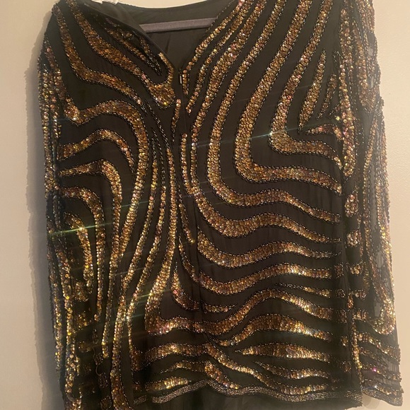 Oleg Cassini 80s Vintage Sequin top - semi sheer S AMAZING!! - Picture 3 of 6
